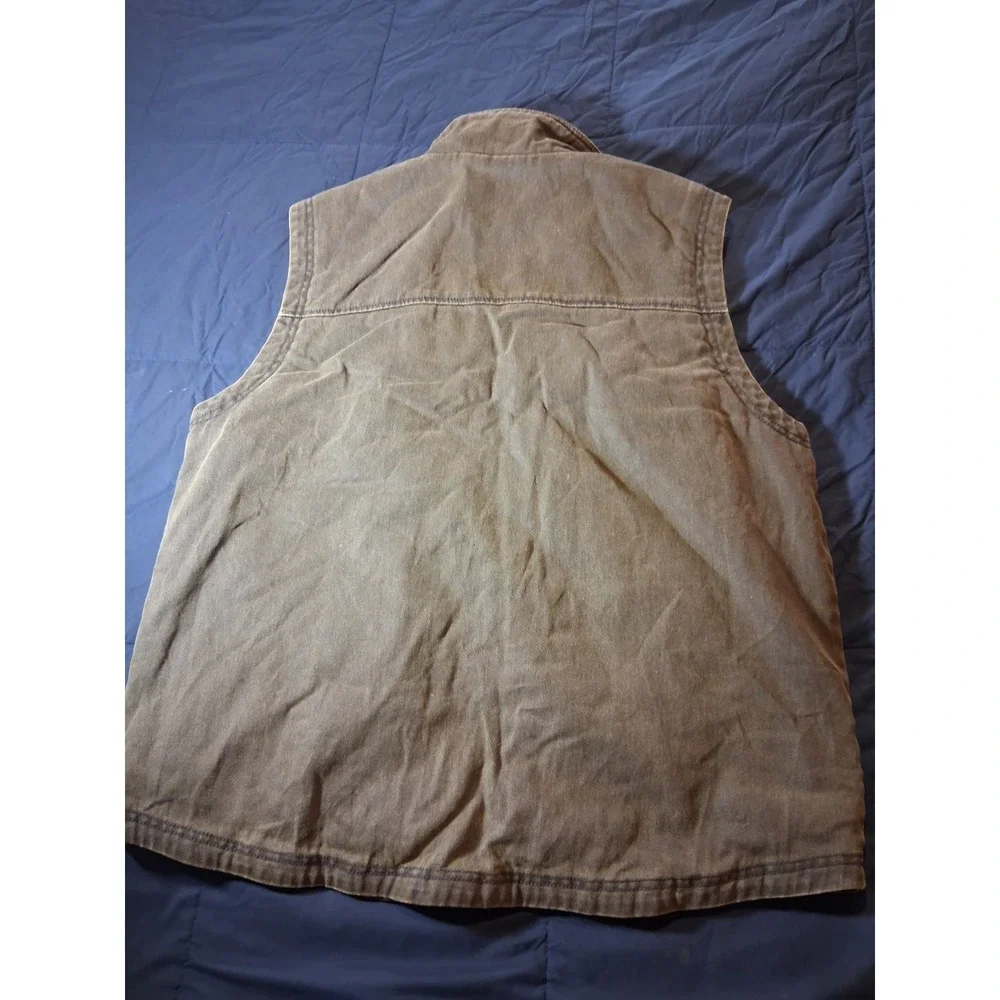 Vintage Woolrich Canvas Vest Brown Aztec Fleece‎ Blanket Lined Heavy Men's Large